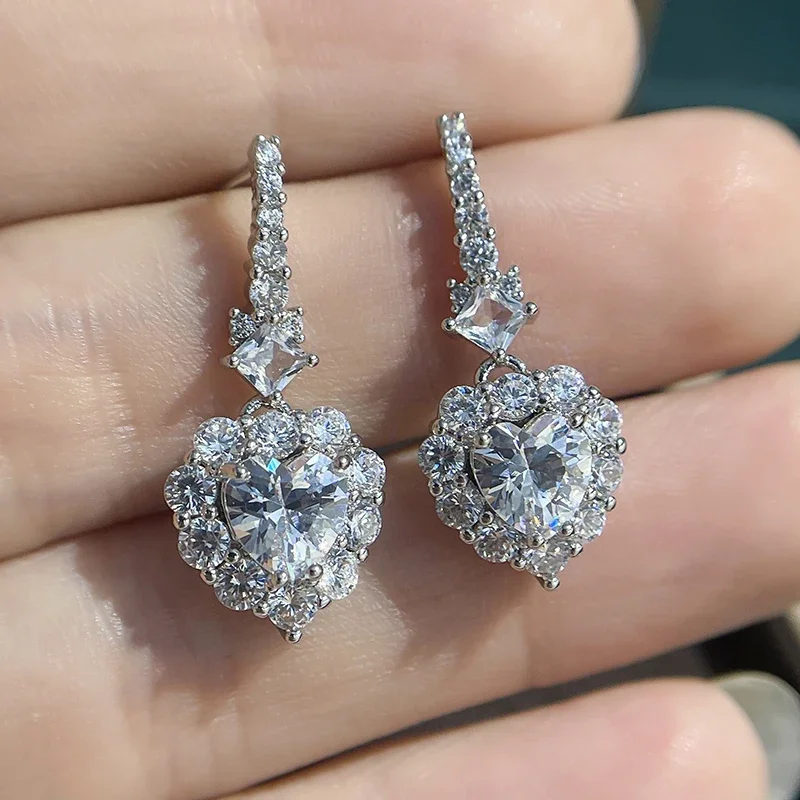 

Exquisite Heart Shape Stud Earrings for Women Shining CZ Zircon Butterfly Pearl Flowers Tassel Earring Girl Temperament Jewelry