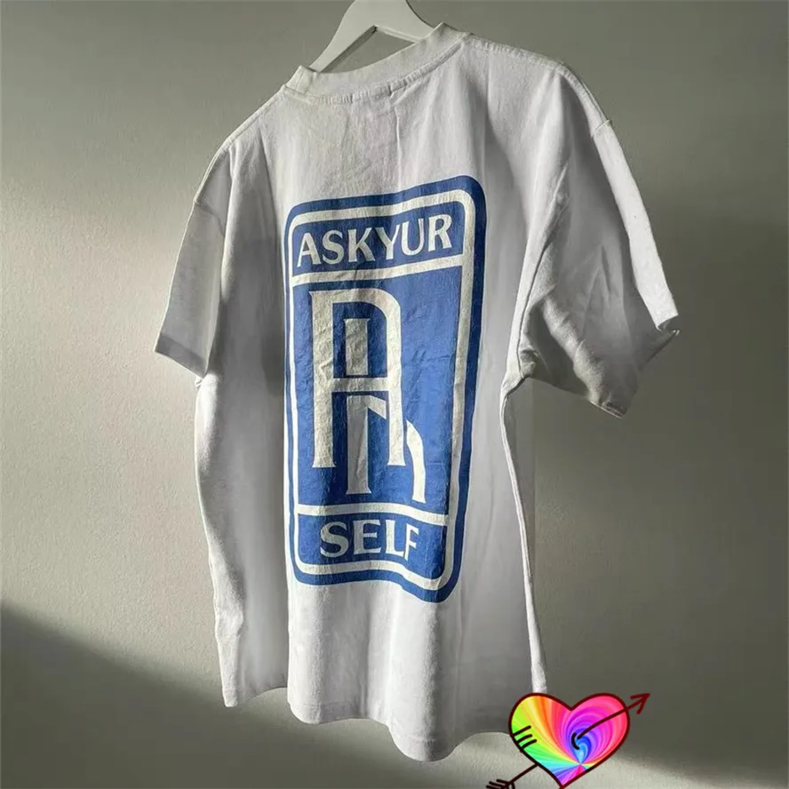 Белая футболка с логотипом ASKYURSELF 2022ss для мужчин и женщин 1:1 высокое качество