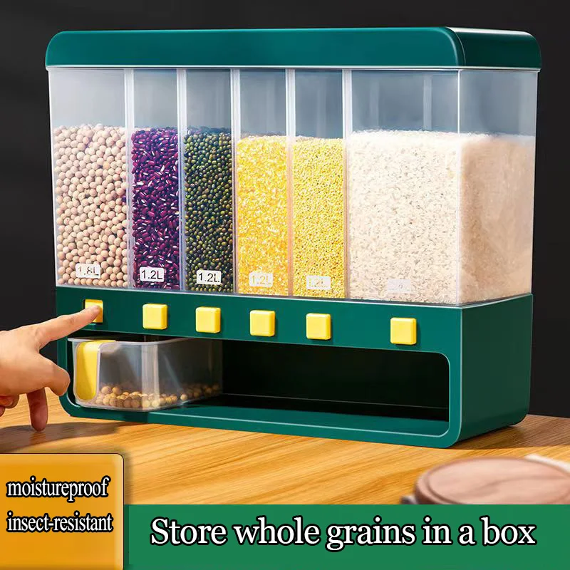 

10Wall Mounted Rice Separate Bucket Grain Sealed Container Dry Food Dispenser Grain Storage Jar Kitchen Organizer Container Bo