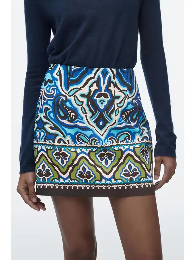 

Женская плиссированная мини-юбка Kumsvag, элегантная Милая трапециевидная юбка с винтажным принтом на молнии сзади, модель CD8810 на лето, 2023