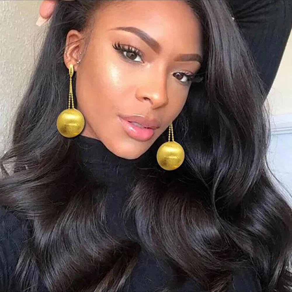 Женские позолоченные круглые серьги-подвески с бусинами