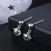 new trend clear planet pendant earrings for women creative blue crystal planet key pendant earrings fashion wedding jewelry gift
