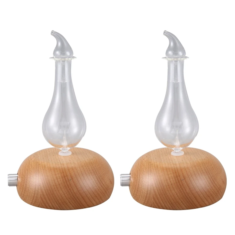 

2X Wooden Glass Aromatherapy Pure Essential Oils Diffuser Air Nebulizer Humidifier Household Humidifier UK Plug