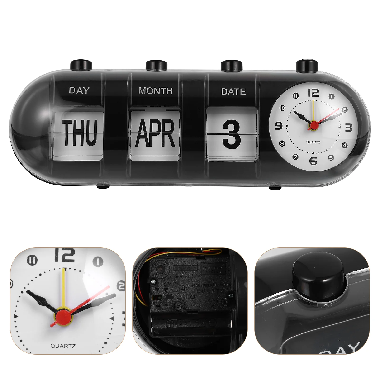 

Office Decorations Clock Manual Desk Alarm Clock Digital Day Date Calendar Display Home Decor Calendar