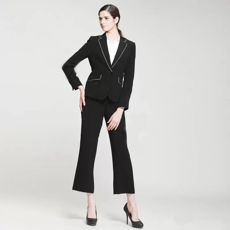 Women's Elegant Suit Pants And Jacket Single-Breasted Fashion Temperament Outer Blazer Business Formal Office Wear Women