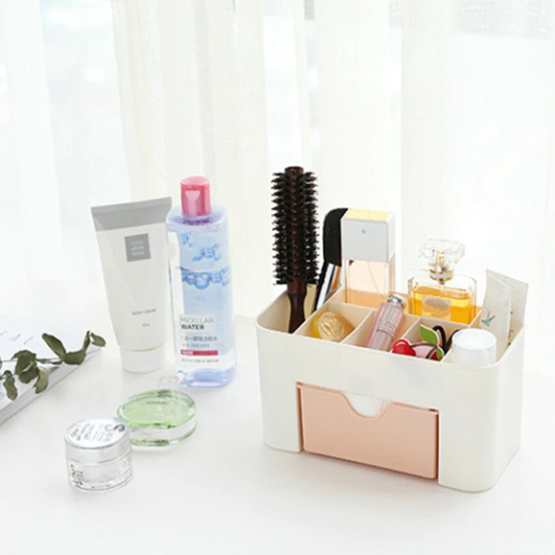 Acrylic Plastic Makeup Organizer Storage Box with Drawer Cotton Swab Stick Case lipstick organizer brush holder makeup | Дом и сад