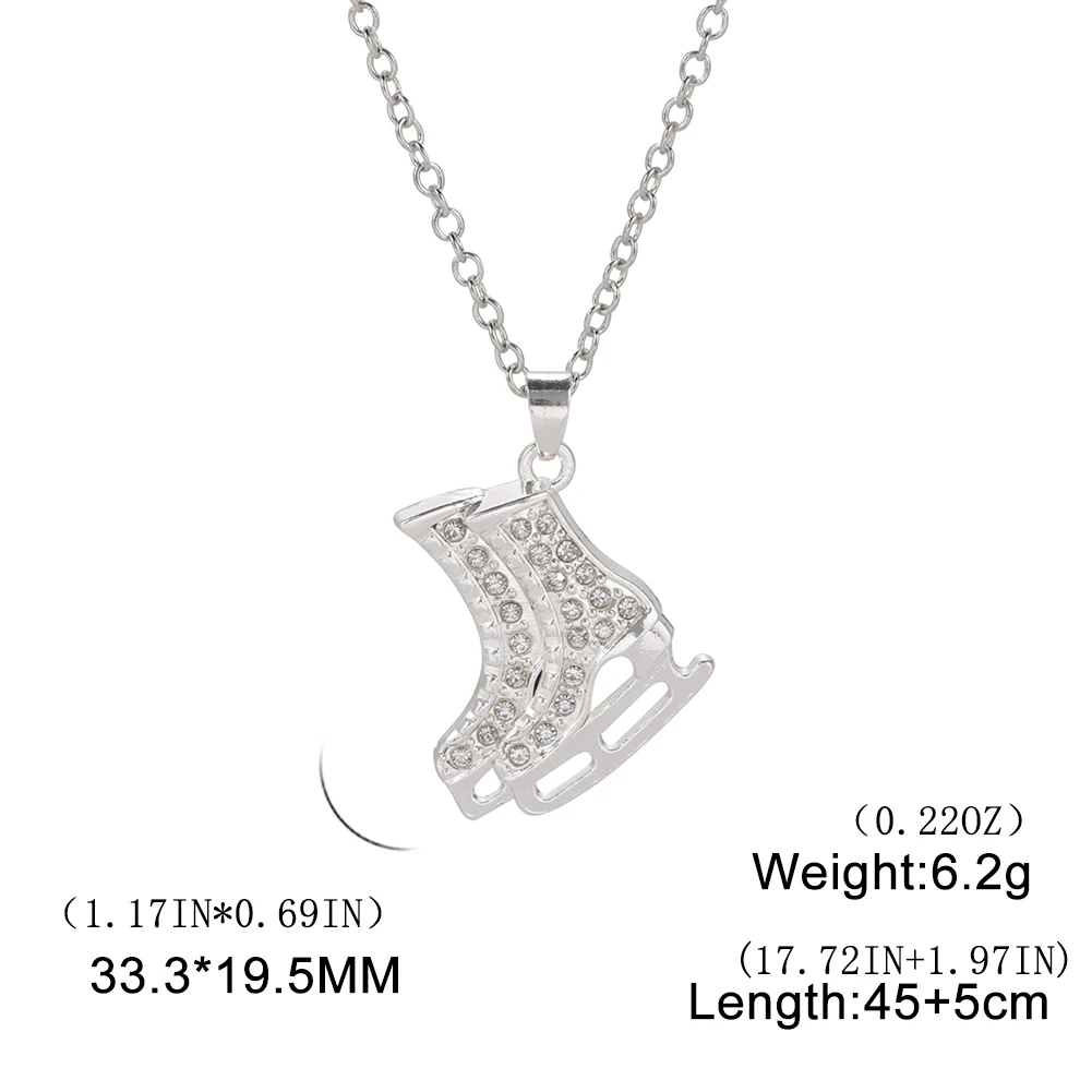 Fishhook Ice Skate Shoe Necklace Roller Skating Chain Crystal Zircon Winter Sports Luxury Gift For Woman Man Kid Child Jewelry images - 6
