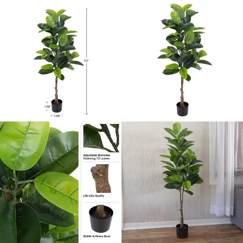 

Beauty for Home Decoration Charming Artificial Rubber Plant - Gorgeous Realistic Faux Tree, Lush Green Beauty for Home Decoratio