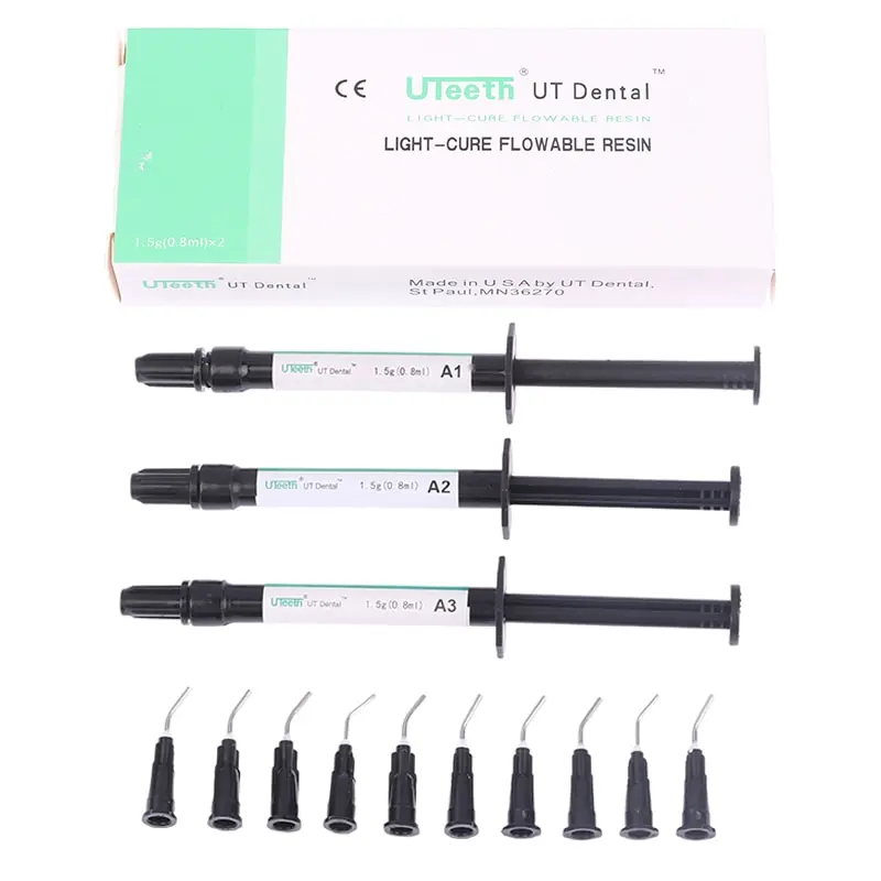 

Dental Syringe Composite Curing Light Resin Dentist Materials Light Curing Resin A1 A2 A3 Shade Micro Hybrid Composite with Tips
