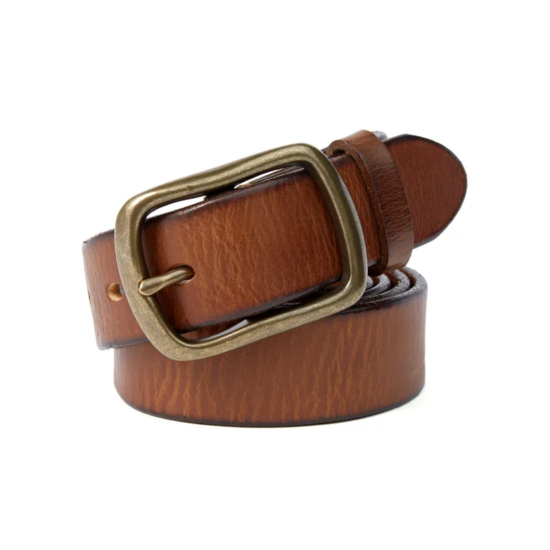 Men's Belt Genuine Leather High Quality Cowskin Genuine Leather Belt Men Luxury Copper Buckle Male Strap For Jeans Strap