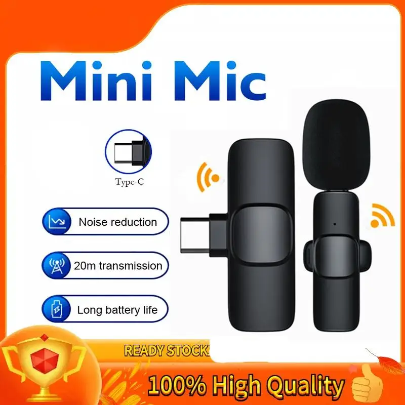 

Wireless Lavalier Microphone Noise Reduction 48khz Real-time Radio Mini Type-c Mic Compatible For Type-C PC Computer Lapel Camer