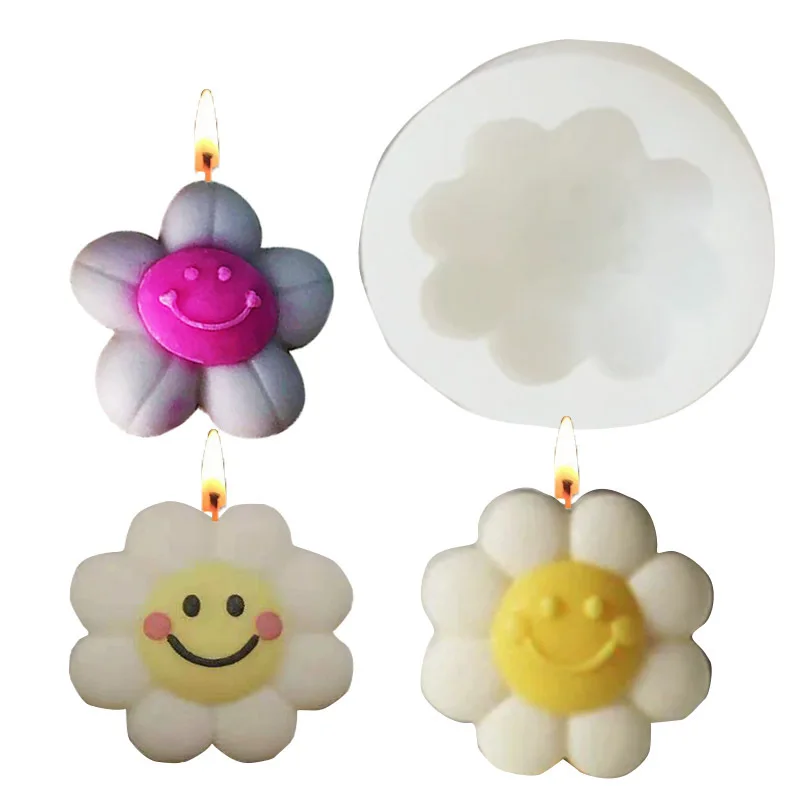 Милый цветок Свеча со смайликом силиконовая фотоформа мыло ароматерапия