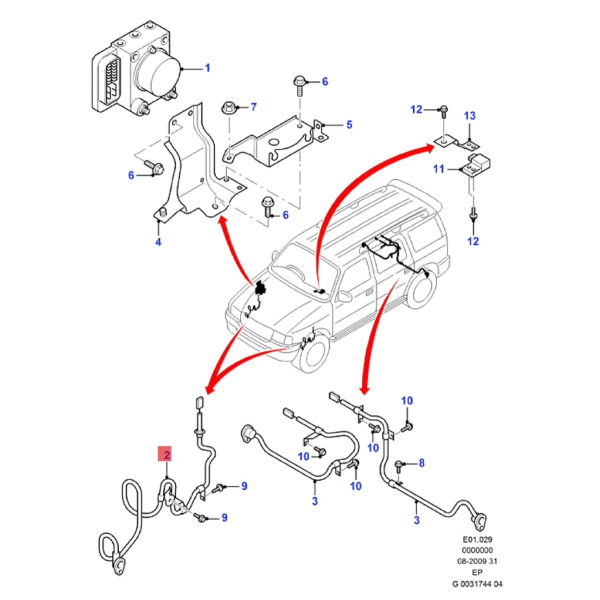 1 пара передний левый/правый датчик скорости колес