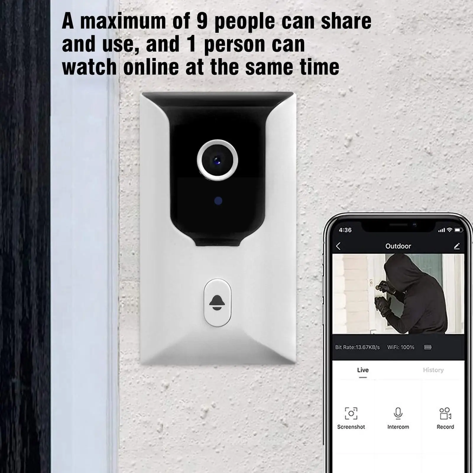 

Беспроводной дверной звонок с Wi-Fi и функцией записи звука