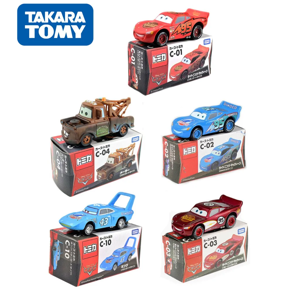 Takara Tomy Tomica Disney Pixar Cars C-01 Lightning McQueen C-10 King 1:50 Metal Diecast Vehicle Model Toy Kids Gift