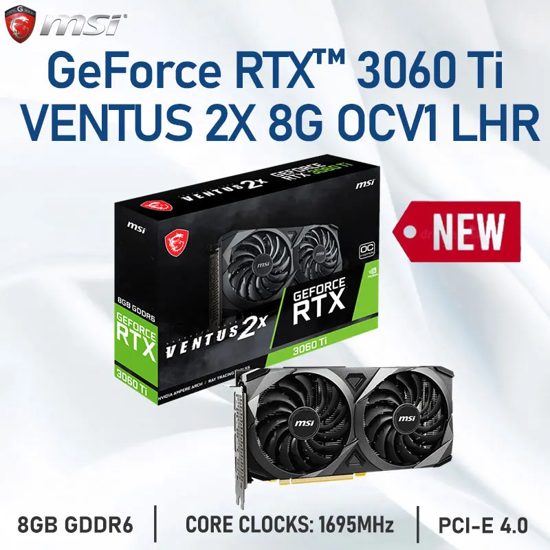 

MSI Raphic Cards GeForce RTX 3060 Ti VENTUS 2X 8G OCV1 LHR 8GB GDDR6 Graphics Cards 256-bit HDMI-Compatible HDCP PCI-E 4.0 GPU