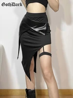 goth dark techwear gothic patchwork sexy mini skirts women grunge irregular hem high waist cargo skirt hip hop black summer 2022