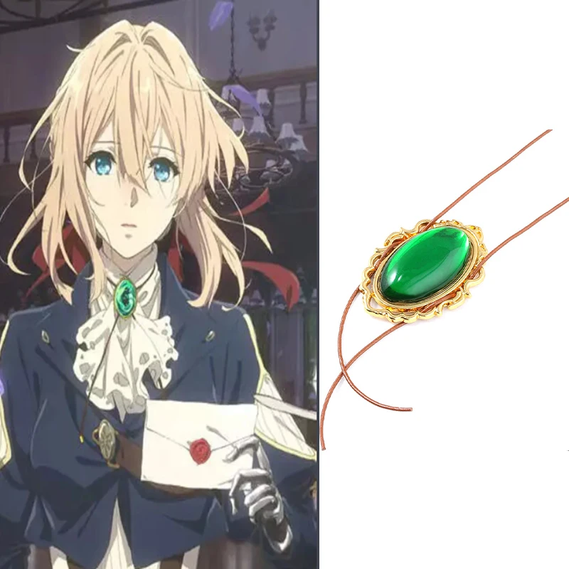 

Anime Violet Evergarden Necklace Blue Stone Pendant Necklace For Women Colar Wedding Christmas Fans Friend Gift