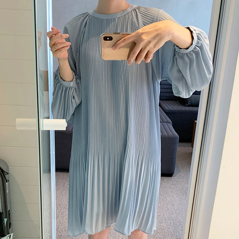 

Fashion Women Beach Style Dress Spring Summer Pleated Dress