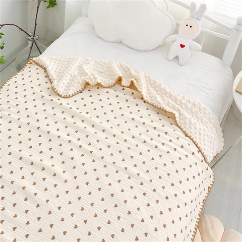 F62D Детское одеяло в горошек, хлопково-марлевое одеяло для новорожденных, обертка для малышей с несколькими узорами