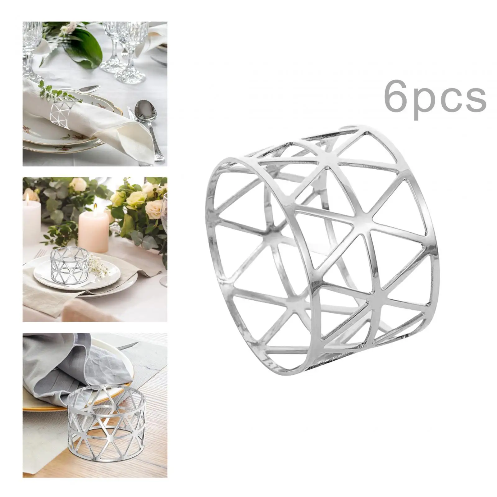 

6Pcs Napkin Rings Napkin Buckles Iron Adornment Modern Dinner Tables Cloth