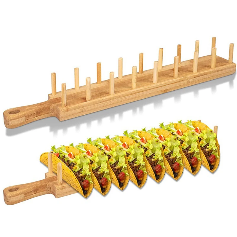 

Bamboo Tortilla Stand Bamboo Wooden Taco Holder Stand Tray Rack for Toparties and Restaurants