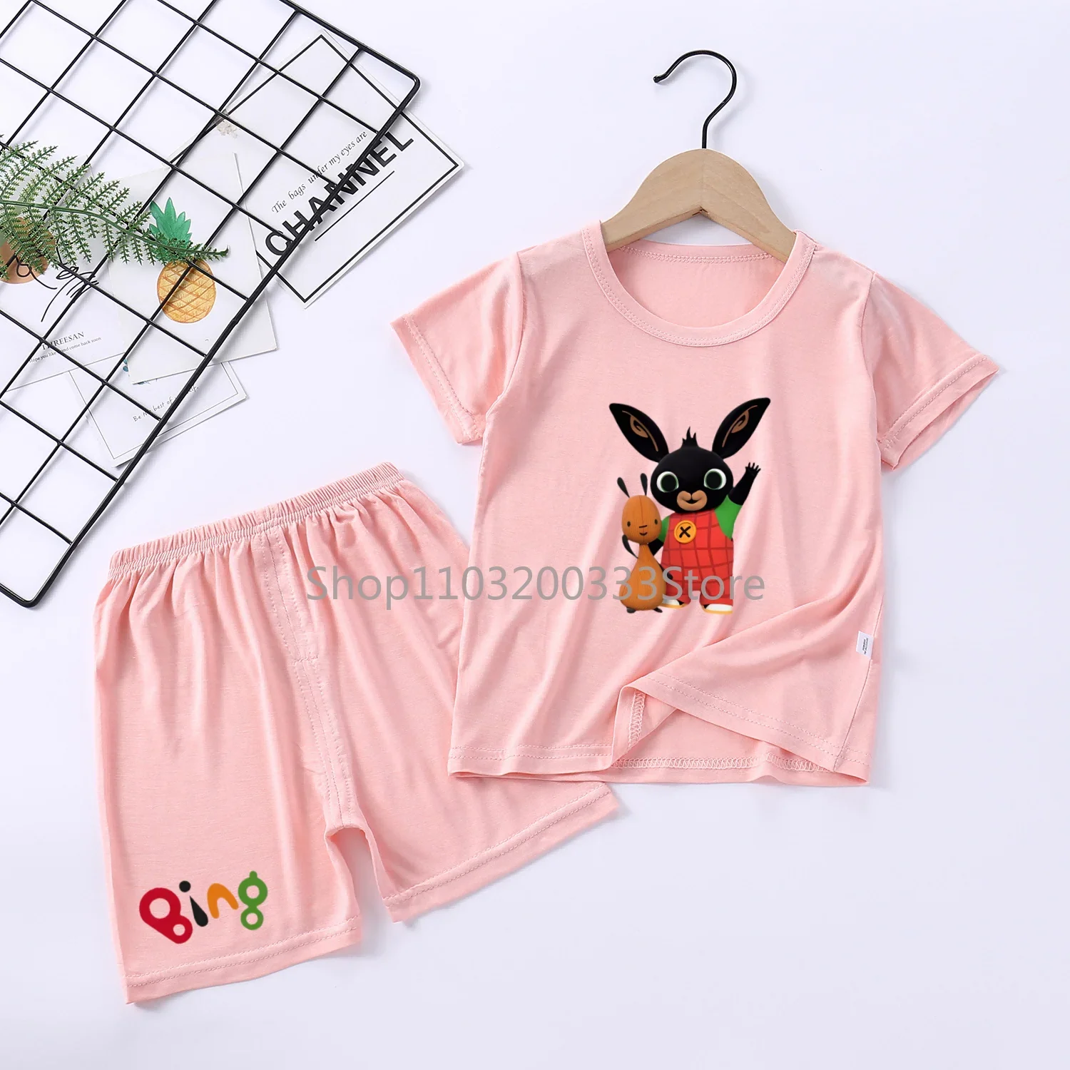 Пижамный комплект Bing Rabbit из модала топа и шорт детская повседневная домашняя