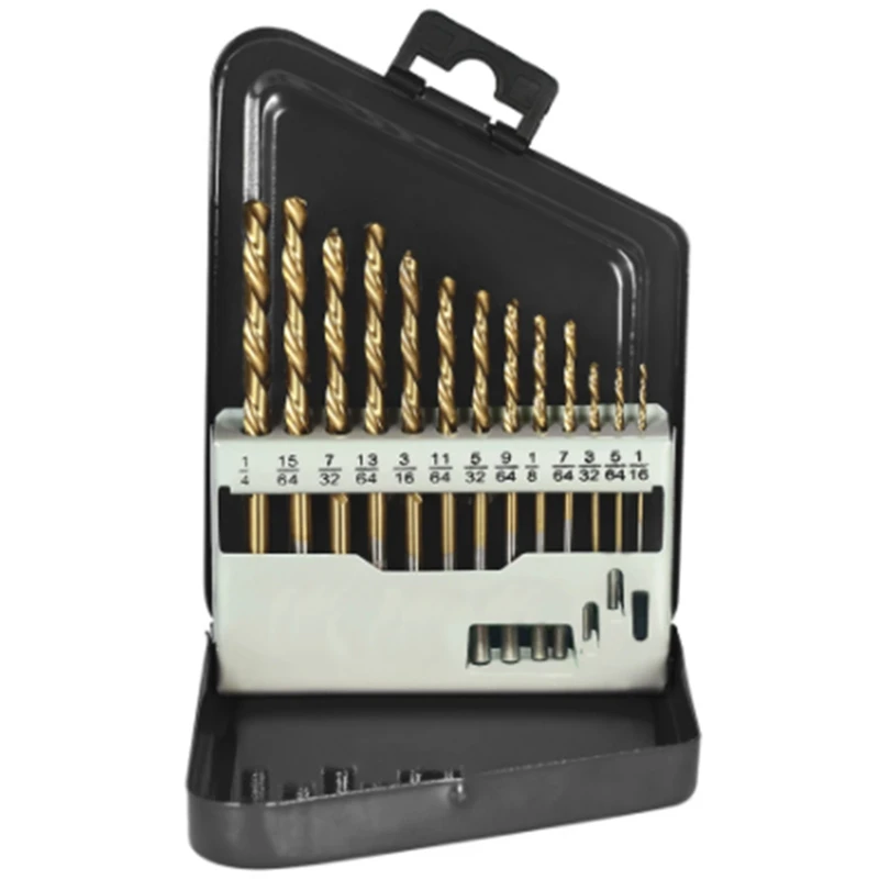 

13Pcs Left Handed Drill Bit Set Extractor Drill Bits For Metal Power Tools Accessories With Titanium Nitride Coating