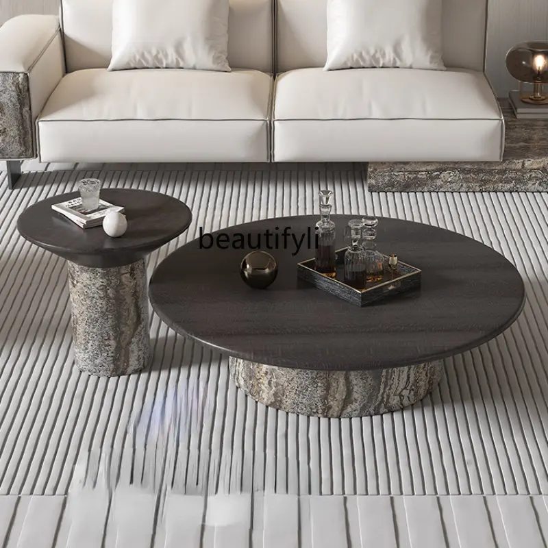 

yj Italian Light Luxury Sofa Side Table High-End Minimalist Corner Table Side Table Marble Small round Side Table