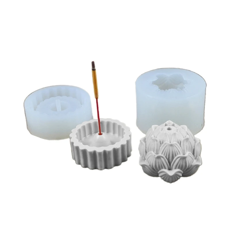 

2Pcs Lotus Shape Incense Silicone Molds for Epoxy Casting Incense Holder Storage Resin Mold Display Decor Crafts