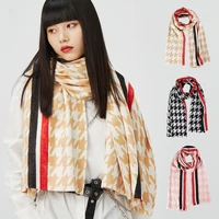 autumn and winter new scarf female korean warm retro fashion bib male couple thousand bird lattice shawl wholesale direct mail