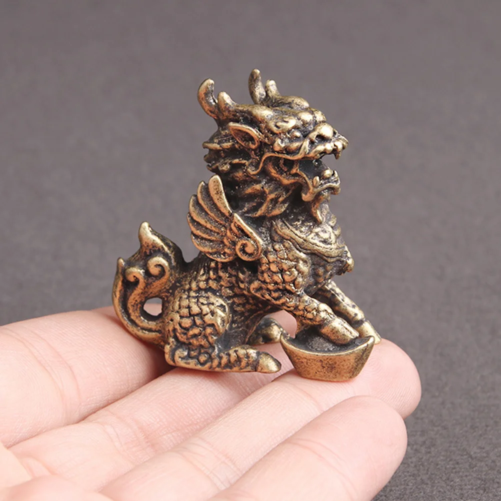 Кирин бронзовая посуда статуя настольный орнамент Kylin домашнее украшение
