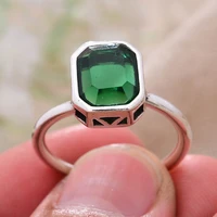 30 silver plated elegant natural green crystal ladies engagement rings for women bridal wedding ceremony propose jewelry