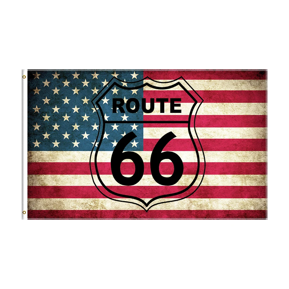 

3x5 Ft Route 66 Flag Polyester Printed Motorcycle Car Banner For Decor ft flag banner