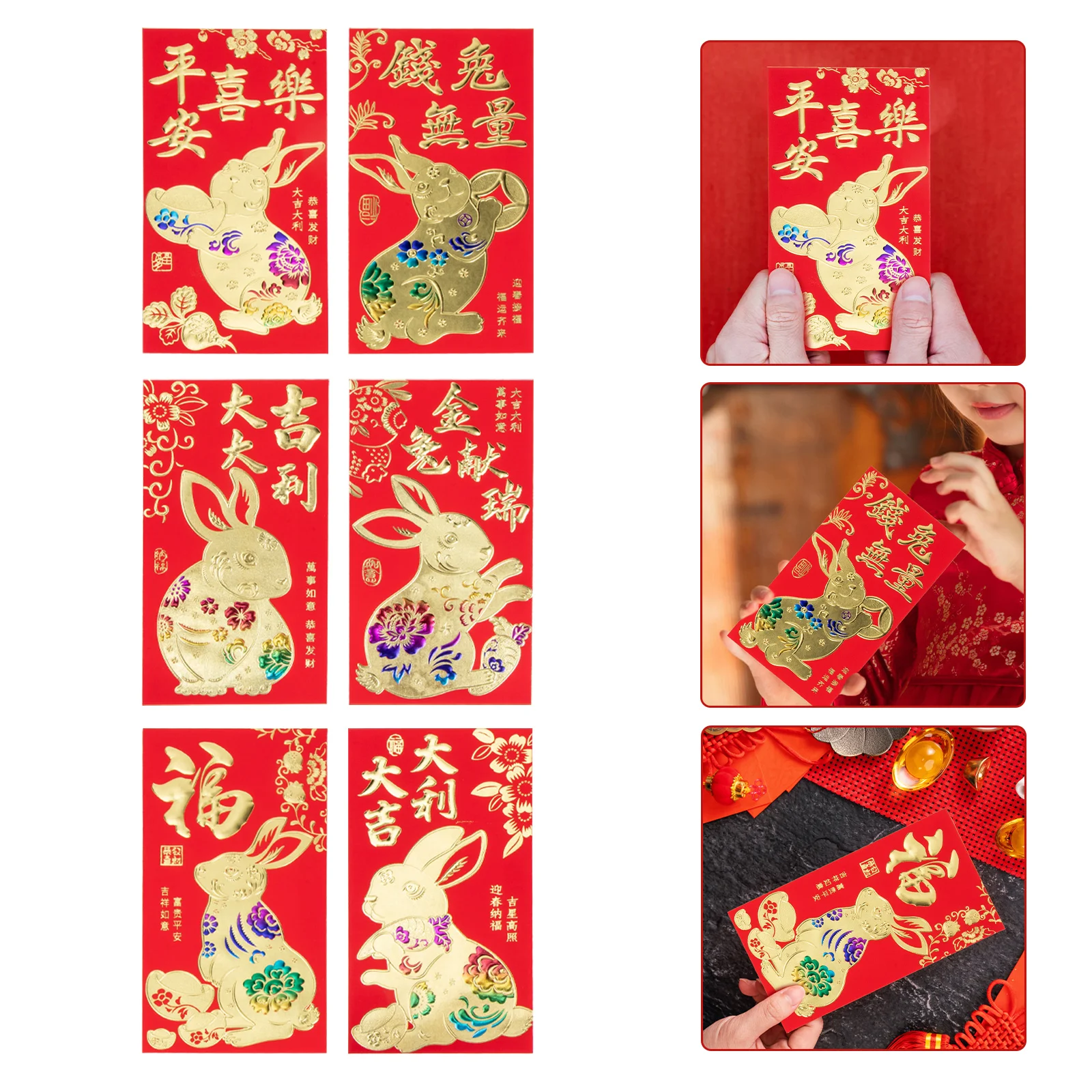

Red Year Envelope Envelopes Chinese New Money Rabbit Packet Festival Springlucky Hong Packets Hongbao Wedding Bao Pocket Cash