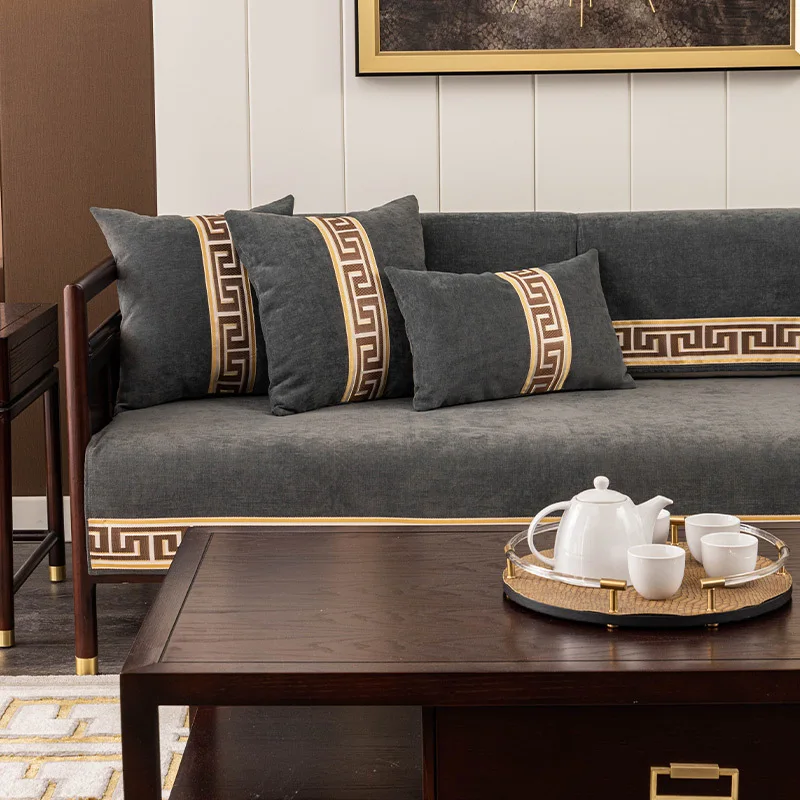 

Новое поступление роскошный однотонный плотный чехол для дивана из синели, модные высококачественные мягкие секционные Чехлы для дивана д...