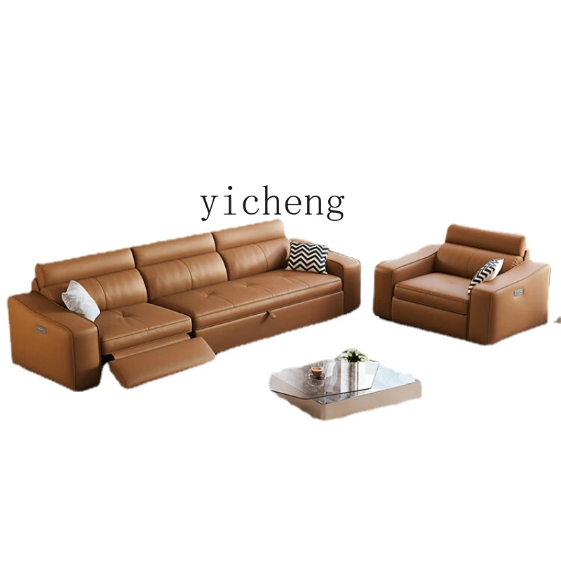 

XL Genuine Leather Italian Minimalist Sofa Combination First Layer Cowhide Living Room Straight Row Modern Electric