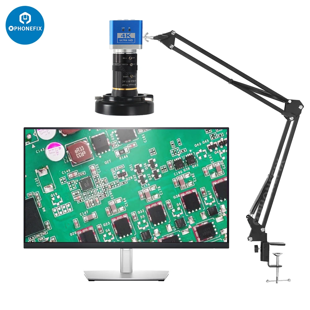 Microscope numérique industriel 4K UHD  caméra à objectif 8-50mm trépied HDMI USB Microscope vidéo