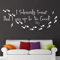 i solemnly swear that i am up to no good quote wall decal vinyl art home decor living room bedroom footprint stickers mural s599