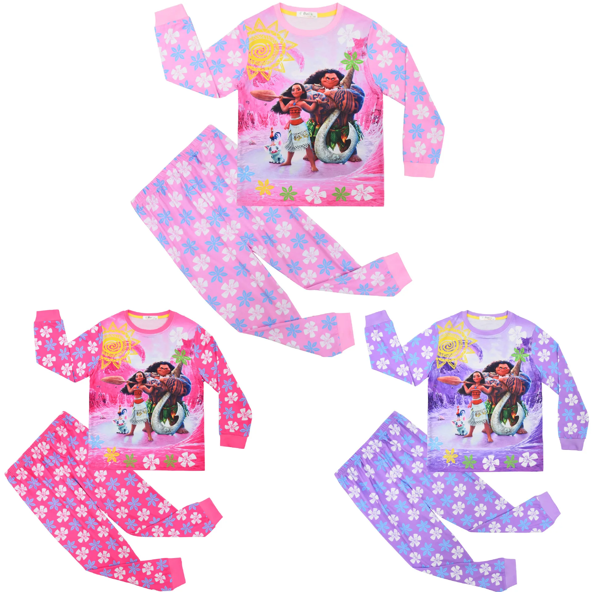 Fashion New Moana Girl Sleepwear Clothing Toddlr Kids Pyjamas Children Pajamas Tops Pants Homewear Outfit Set home service suit