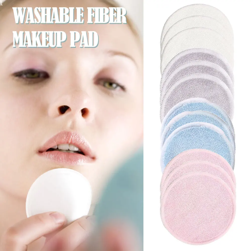 

Reusable Removal Pads Bamboo Fiber Makeup Remover 12pcs/Pack Pads Washable Rounds Cleansing Facial Cotton Make Up Tool