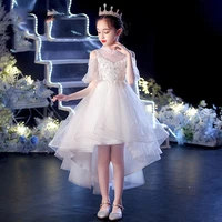 white princess dress fairy new simple catwalk little girl piano performance dress