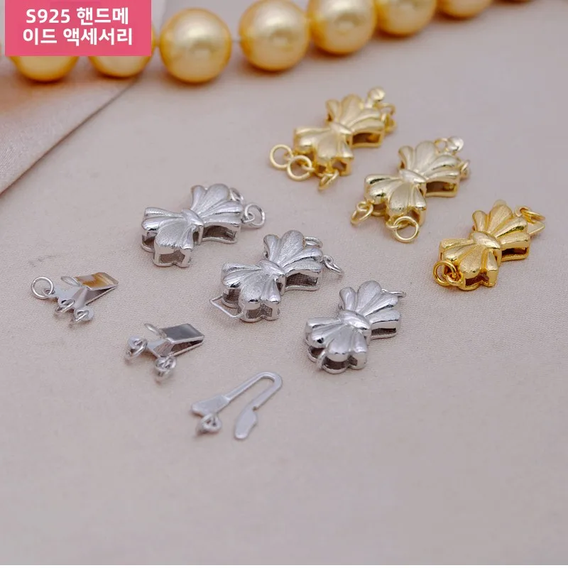 Ожерелье из серебра 925 пробы с жемчугом соединительная пряжка двойное кольцо