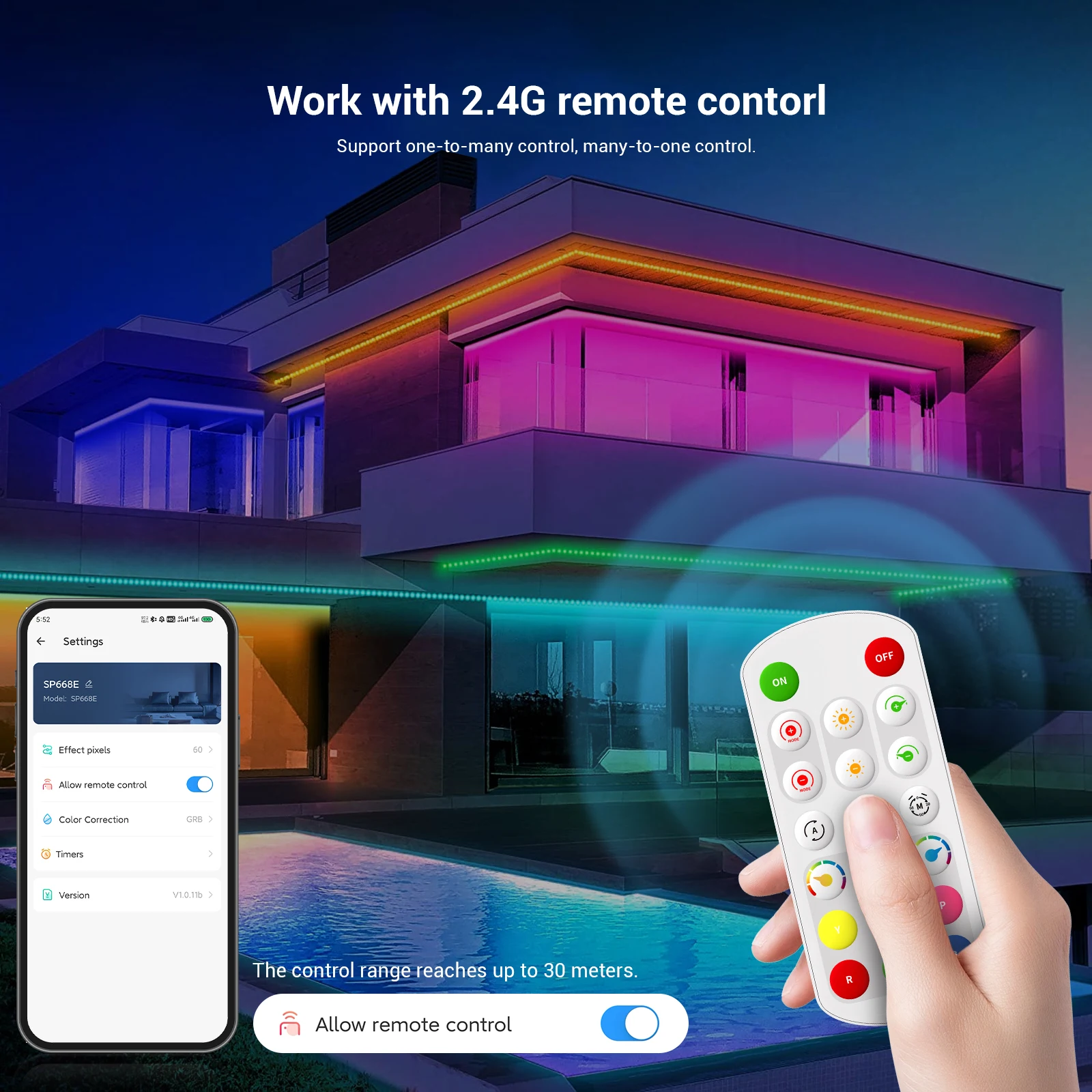 SP668E WS2811 WS2812B RGB светодиодный контроллер приложение 2 4G RF пульт дистанционного