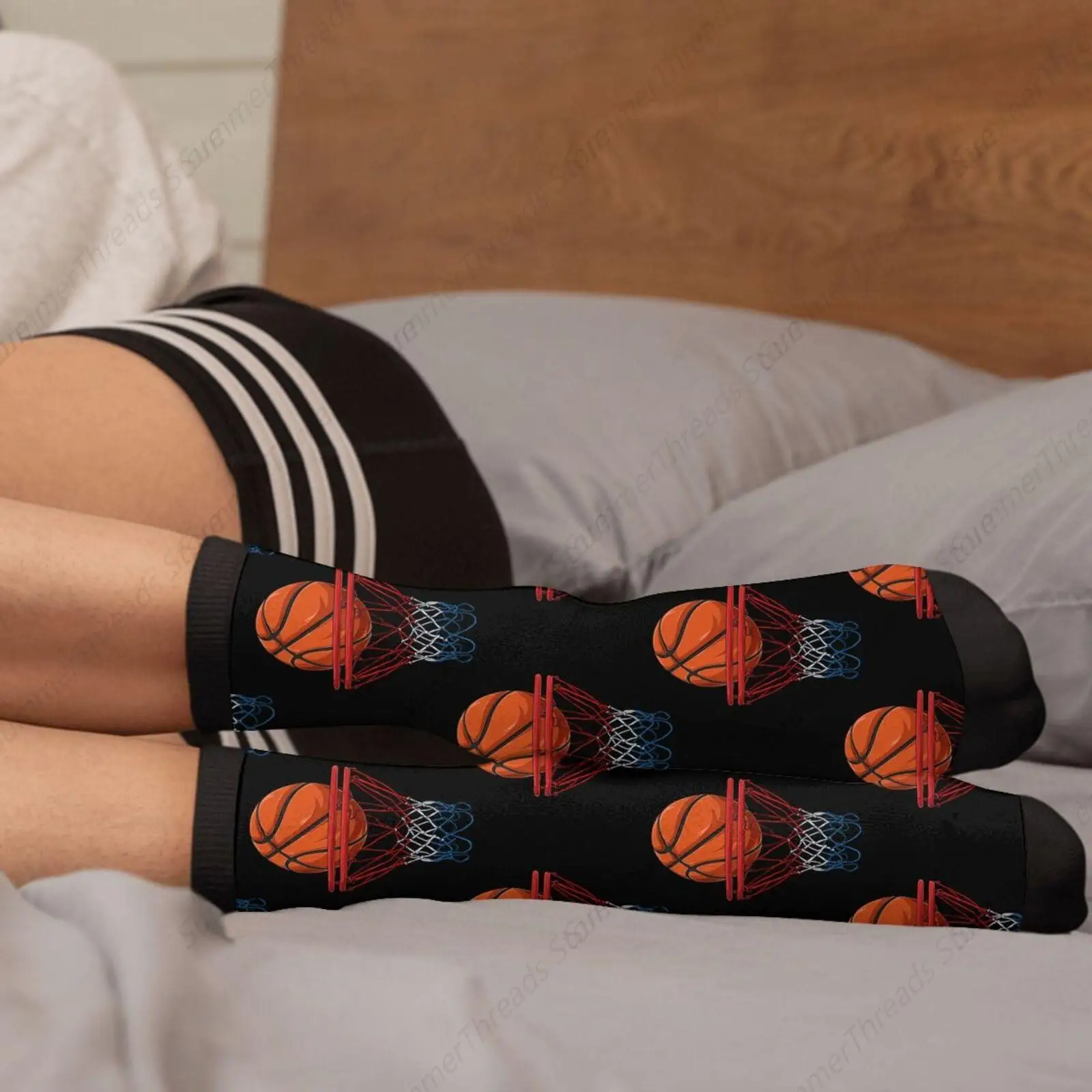 Черные носки с баскетбольным мячом и пламенным огнем для мужчин модная новинка