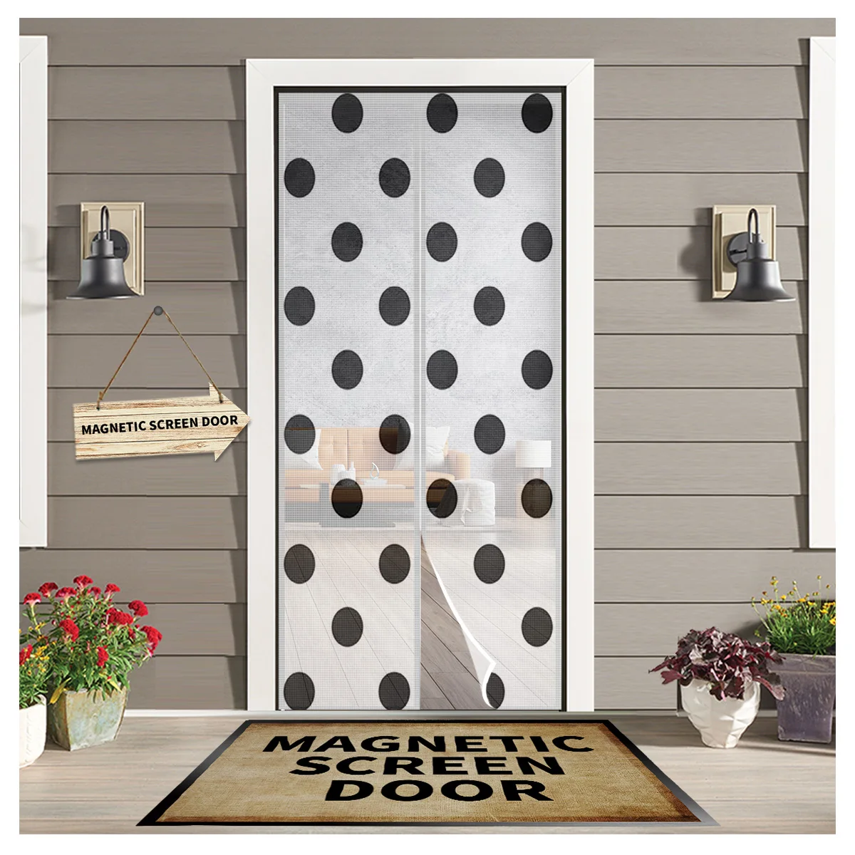 

Черная простая занавеска в горошек для кухни, защита от комаров, занавеска на окно для спальни, магнитная дверная занавеска