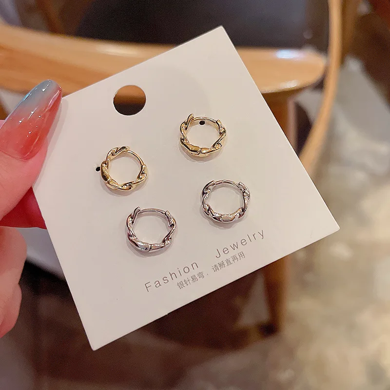 Ins Fashion Distortion Interweave Twist Circle Geometric Round Hoop Earrings for Women Retro Party Jewelry 925 Silver Needle