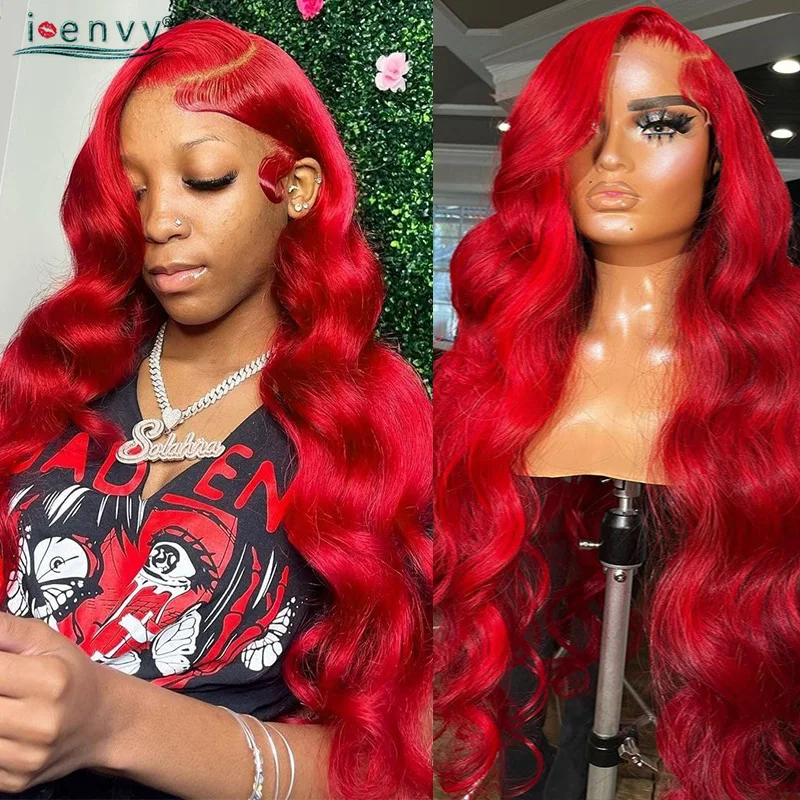 

Red 13X4 Lace Frontal Wig Body Wave Colored Burgundy Human Hair Wigs Peruvian Ginger Blonde Lace Front Wig Human Hair Curly Wigs