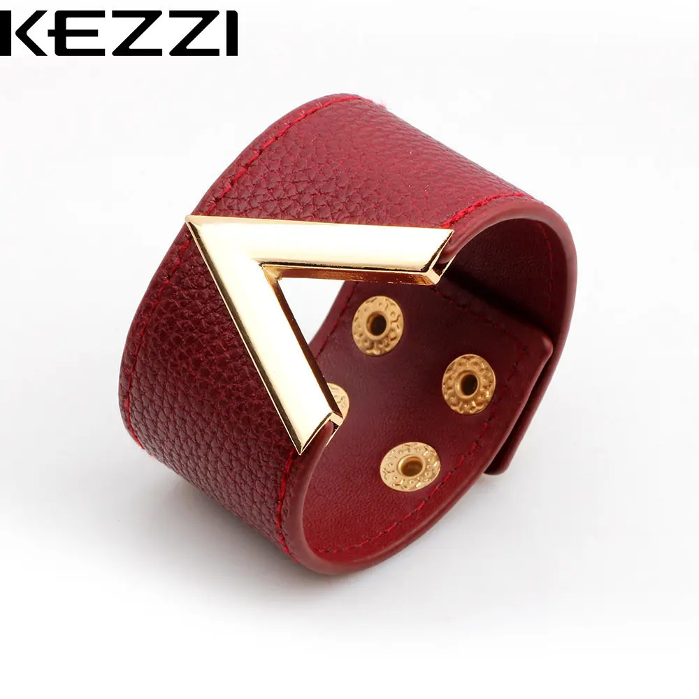 

kezzi explosive fashion PU leather bracelet trend women's hundred tower V-shaped bracelets jewelry hot sale charm bracelet boho