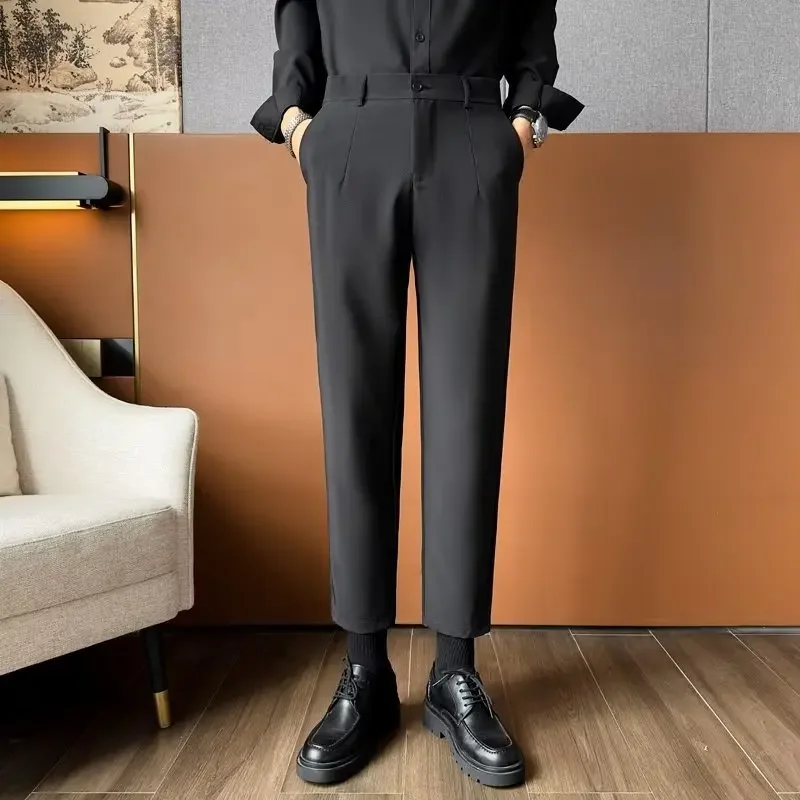 Мужские высококачественные повседневные брюки с прямыми штанинами на осень